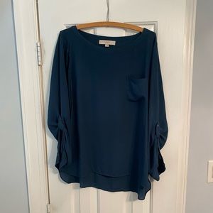 LOFT long-sleeve blue blouse